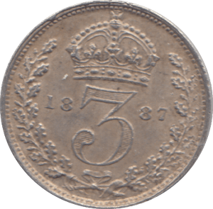 1887 SILVER THREEPENCE ( EF ) 2 - Threepence - Cambridgeshire Coins