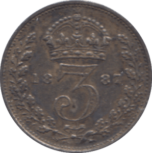 1887 SILVER THREEPENCE ( EF ) - Threepence - Cambridgeshire Coins