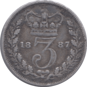 1887 SILVER THREEPENCE ( FINE ) 6 - Threepence - Cambridgeshire Coins