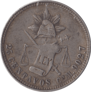 1887 SILVER TWENTY FIVE CENTAVOS MEXICO - WORLD COINS - Cambridgeshire Coins