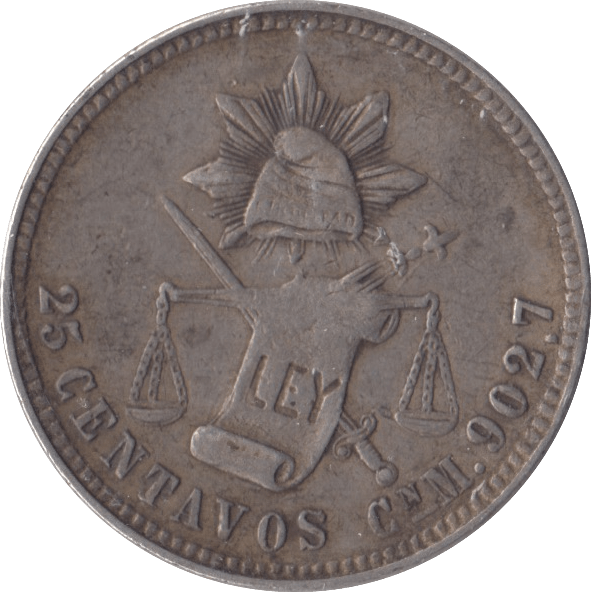 1887 SILVER TWENTY FIVE CENTAVOS MEXICO - WORLD COINS - Cambridgeshire Coins
