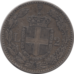 1887 SILVER TWO LIRA ITALY - SILVER WORLD COINS - Cambridgeshire Coins