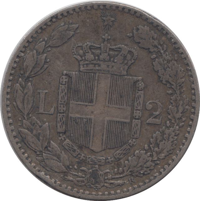 1887 SILVER TWO LIRA ITALY - SILVER WORLD COINS - Cambridgeshire Coins