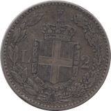 1887 SILVER TWO LIRA ITALY - SILVER WORLD COINS - Cambridgeshire Coins