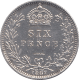1887 SIXPENCE ( AUNC ) 11 - Sixpence - Cambridgeshire Coins