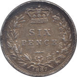 1887 SIXPENCE ( EF ) 3 - Sixpence - Cambridgeshire Coins