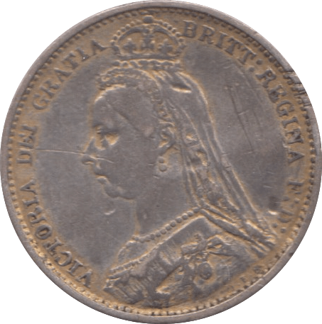 1887 SIXPENCE ( VF ) enamelled - Sixpence - Cambridgeshire Coins