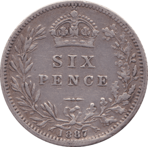 1887 SIXPENCE ( VF ) YOUNG HEAD - Sixpence - Cambridgeshire Coins