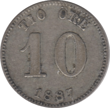 1887 SWEDEN SILVER 10 ORE - SILVER WORLD COINS - Cambridgeshire Coins