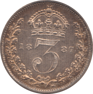 1887 THREEPENCE ( AUNC ) 2 - Threepence - Cambridgeshire Coins