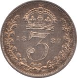 1887 THREEPENCE ( AUNC ) 2 - Threepence - Cambridgeshire Coins