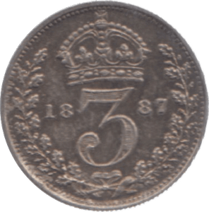 1887 THREEPENCE ( EF ) 11 - Threepence - Cambridgeshire Coins