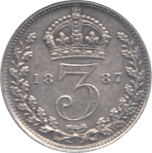 1887 THREEPENCE ( EF ) 12 - Threepence - Cambridgeshire Coins
