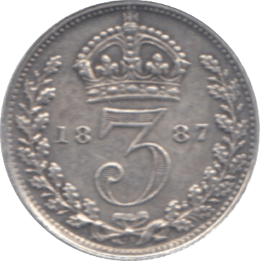 1887 THREEPENCE ( EF ) 12 - Threepence - Cambridgeshire Coins