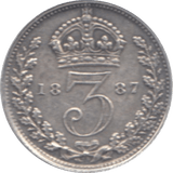1887 THREEPENCE ( EF ) 12 - Threepence - Cambridgeshire Coins