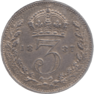 1887 THREEPENCE ( EF ) 4 - Threepence - Cambridgeshire Coins