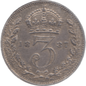 1887 THREEPENCE ( EF ) 4 - Threepence - Cambridgeshire Coins