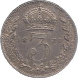 1887 THREEPENCE ( EF ) 4 - Threepence - Cambridgeshire Coins