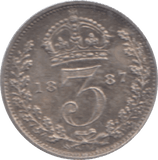 1887 THREEPENCE ( EF ) - Threepence - Cambridgeshire Coins