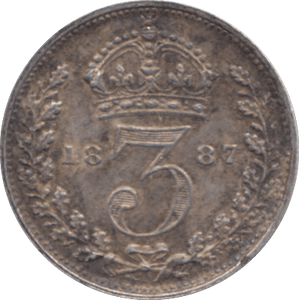 1887 THREEPENCE ( GVF ) - Threepence - Cambridgeshire Coins
