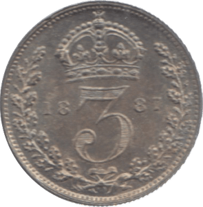 1887 THREEPENCE ( UNC ) 11 - Threepence - Cambridgeshire Coins