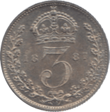 1887 THREEPENCE ( UNC ) 11 - Threepence - Cambridgeshire Coins