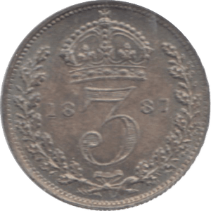 1887 THREEPENCE ( UNC ) 12 - Threepence - Cambridgeshire Coins