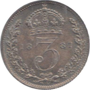 1887 THREEPENCE ( UNC ) 12 - Threepence - Cambridgeshire Coins