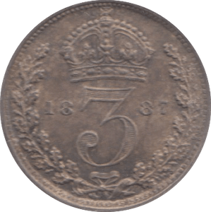 1887 THREEPENCE ( UNC ) 25 - Threepence - Cambridgeshire Coins