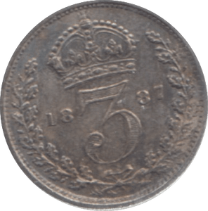 1887 THREEPENCE ( UNC ) 2 - Threepence - Cambridgeshire Coins