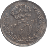 1887 THREEPENCE ( UNC ) 2 - Threepence - Cambridgeshire Coins