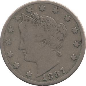 1887 USA 5 CENT - WORLD COINS - Cambridgeshire Coins