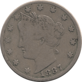 1887 USA 5 CENT - WORLD COINS - Cambridgeshire Coins