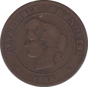1888 5 CENTIMES FRANCE - WORLD COINS - Cambridgeshire Coins