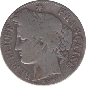 1888 FRANCE SILVER ONE FRANC - WORLD SILVER COINS - Cambridgeshire Coins