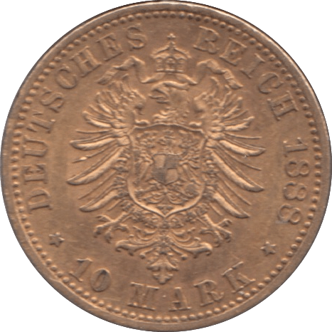 1888 GOLD GERMANY 10 MARKS REF A - Gold World Coins - Cambridgeshire Coins