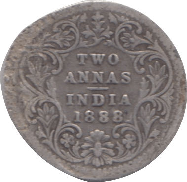 1888 SILVER 2 ANNAS INDIA - SILVER WORLD COINS - Cambridgeshire Coins