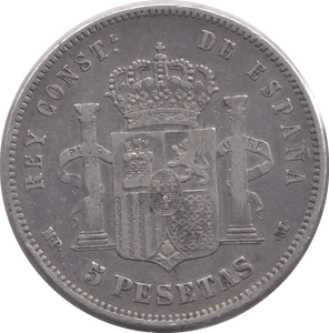 1888 SILVER 5 PESETAS SPAIN - WORLD COINS - Cambridgeshire Coins
