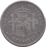 1888 SILVER 5 PESETAS SPAIN - WORLD COINS - Cambridgeshire Coins