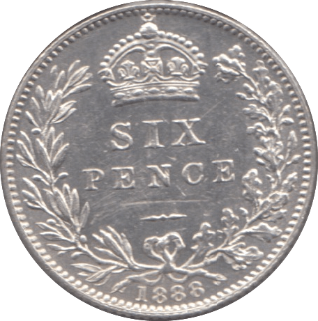 1888 SIXPENCE ( AUNC ) 4 - Sixpence - Cambridgeshire Coins