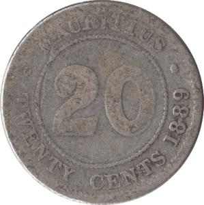 1889 20 CENTS MAURITIUS - WORLD COINS - Cambridgeshire Coins