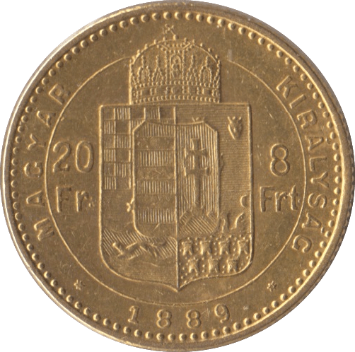 1889 GOLD 20 FRANCS HUNGARY - Gold World Coins - Cambridgeshire Coins