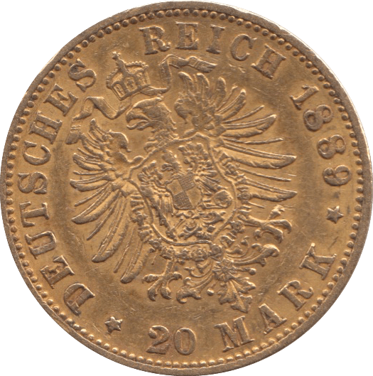 1889 GOLD 20 MARK GERMANY - Gold World Coins - Cambridgeshire Coins