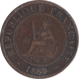 1889 ONE CENT INDO-CHINA FRANCE - SILVER WORLD COINS - Cambridgeshire Coins