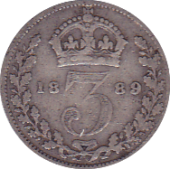 1889 THREEPENCE ( F ) - Threepence - Cambridgeshire Coins