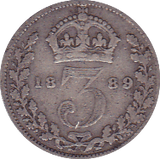 1889 THREEPENCE ( F ) - Threepence - Cambridgeshire Coins