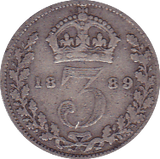 1889 THREEPENCE ( F ) - Threepence - Cambridgeshire Coins