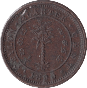 1890 1/4 CENT CEYLON - WORLD COINS - Cambridgeshire Coins