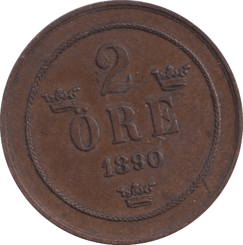 1890 2 ORE SWEDEN - WORLD COINS - Cambridgeshire Coins