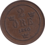 1890 2 ORE SWEDEN - WORLD COINS - Cambridgeshire Coins